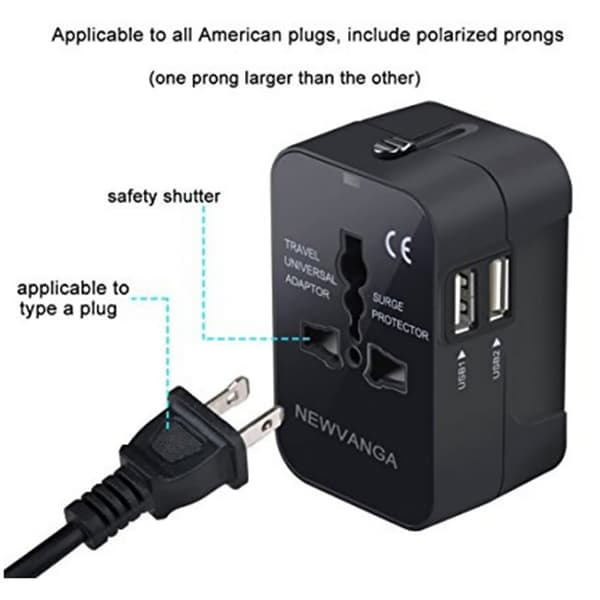 Universal Rese Väggadapter 2st USB