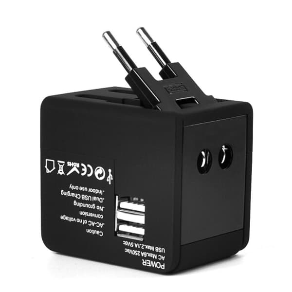 Internationell Universal Duel USB Reseadapter Väggadapter