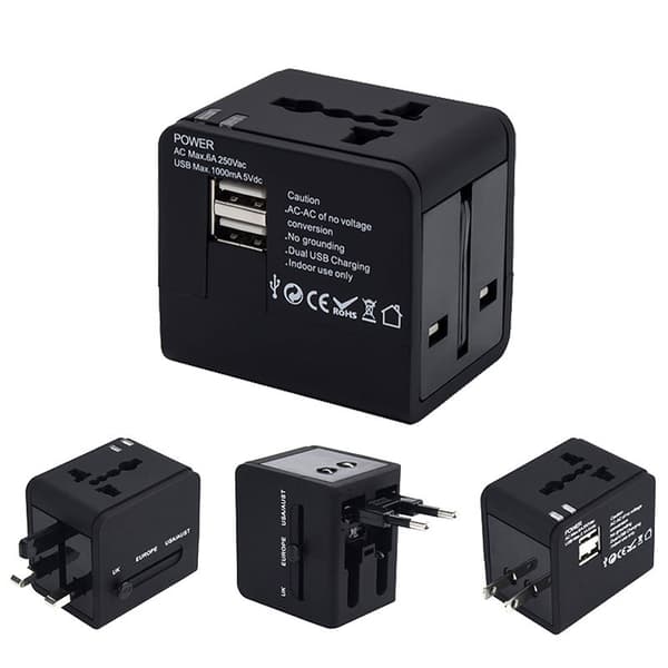 Internationell Universal Duel USB Reseadapter Väggadapter