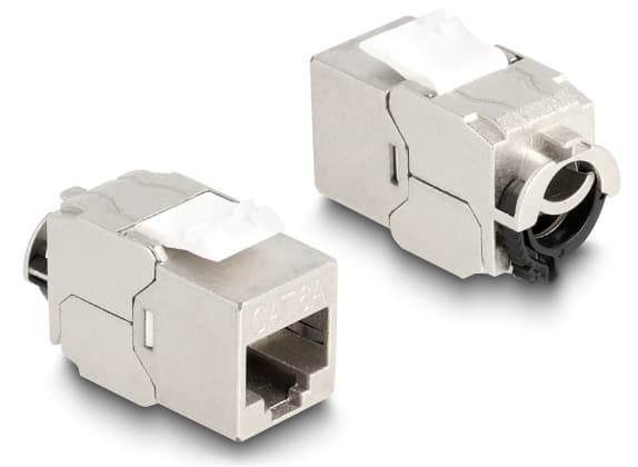 DeLOCK 88020, RJ45, Silver, Vit, Hankoppling, Rak, Zink, Cat6a