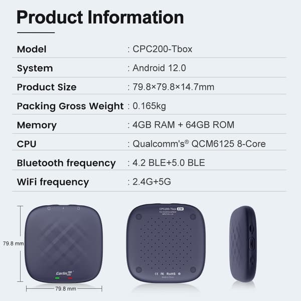 Carlinkit T-Box Plus 64GB AI Box Android Auto/Carplay TV
