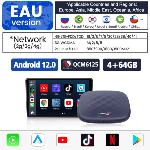 Carlinkit T-Box Plus 64GB AI Box Android Auto/Carplay TV