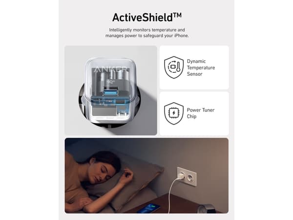 Anker Nano pro series 5 511 - Strømadapter - nano pro - 20 watt - 3 A - IQ 3.0 (24 pin USB-C) - aurorahvit