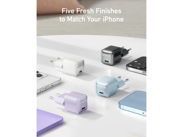 Anker Nano pro series 5 511 - Strømadapter - nano pro - 20 watt - 3 A - IQ 3.0 (24 pin USB-C) - aurorahvit