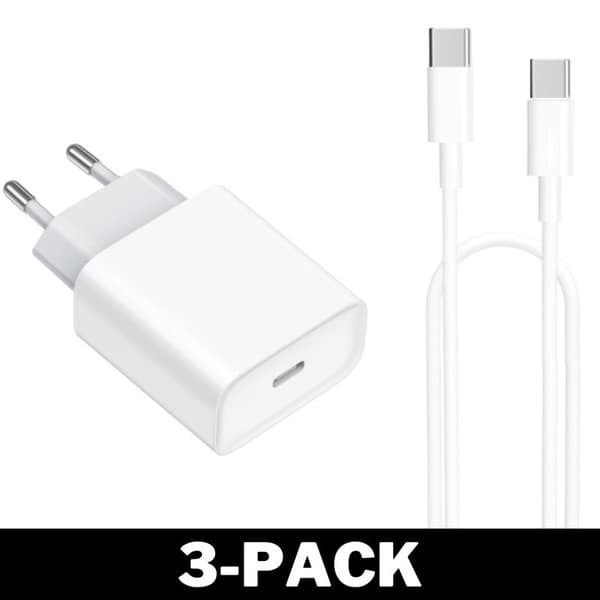 Vægoplader 20W + 2 Meter Kabel til iPhone / Samsung Pakke