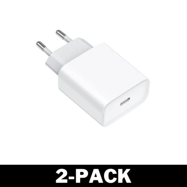 Vægoplader 20W + 2 Meter Kabel til iPhone / Samsung Pakke
