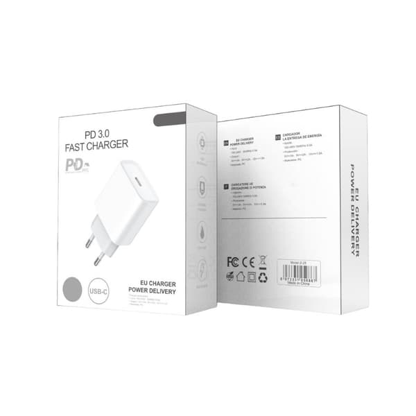 Vægoplader 20W + 2 Meter Kabel til iPhone / Samsung Pakke