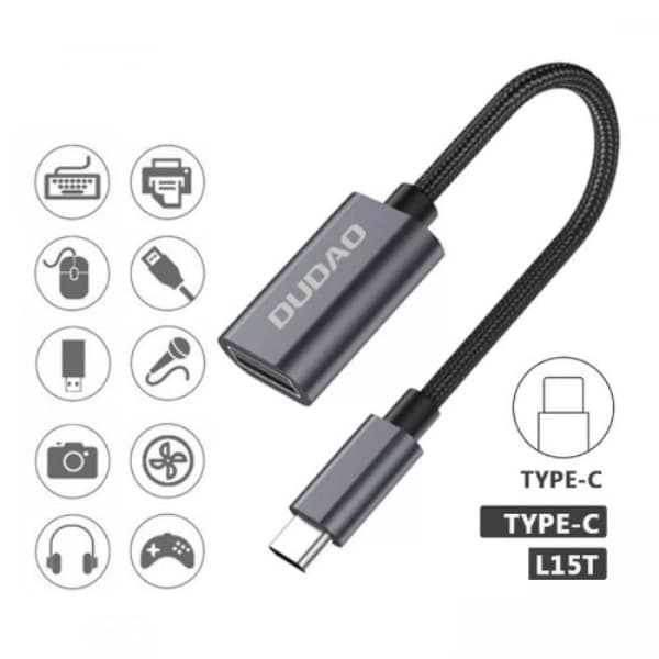 Dudao L15T OTG Kabel USB-C till USB-A Adapter - Grå