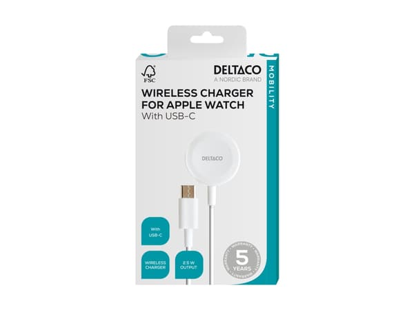 DELTACO - Trådløs ladepute - 2.5 watt - hvit