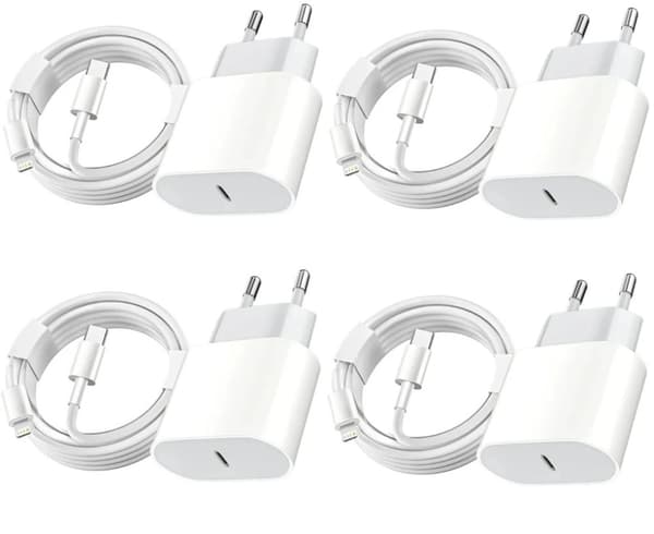 4 Pack Laddare till iPhone + kabel USB-C 20W Snabbladdare