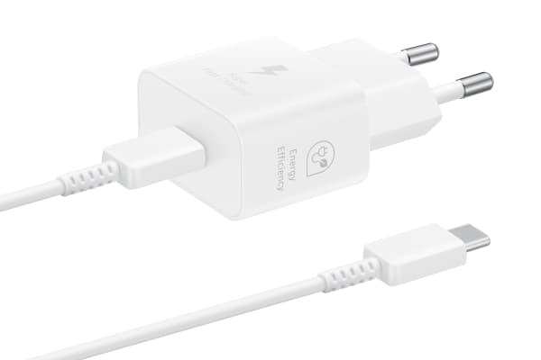 Samsung EP-T2510X - Strømadapter - med datakabel - 25 watt - 3 A - PD 3.0, PD/PPS, SFC (24 pin USB-C) - på kabel: USB-C - hvit