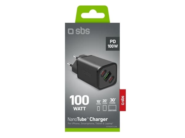 SBS TETRGANUSB2CPD100W, Innendørs, AC, 12 V, Sort