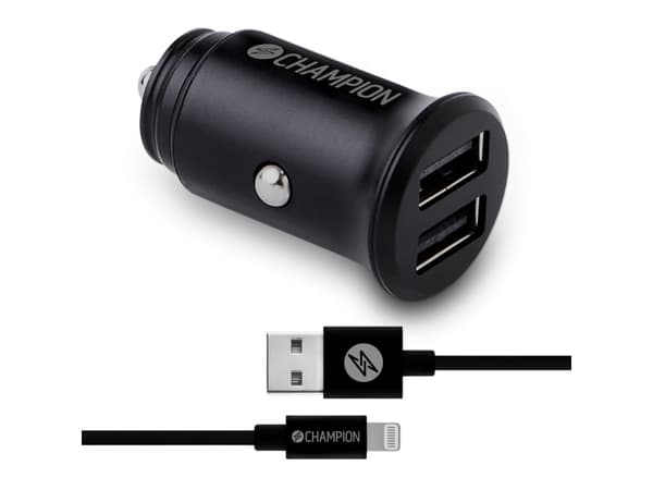 Billader 24W + USB-A til Lightning Kabel Sort