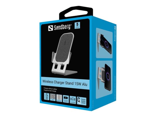 Sandberg Wireless Charger - Trådløst ladestativ - 15 watt - 2 A