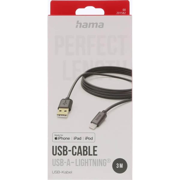 Hama Laddkabel Lightning Svart 3.0m