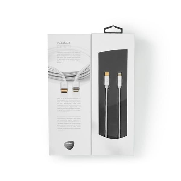 Nedis Lightning Kaapeli | USB 2.0 | USB-C™ Uros | Apple Lightning 8-Pin | 480 Mbps | Kullattu | 2.00 m | Pyöreä | Nailon / Punottu | Alumiini | Laatik