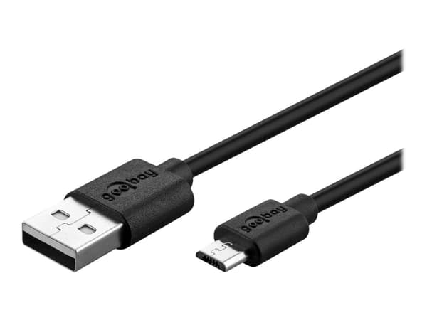 goobay Dual Micro USB charger set - Strömadapter - 12 Watt - 2.4 A - 2 utdatakontakter (USB) - på kabel: Micro-USB - svart Svart