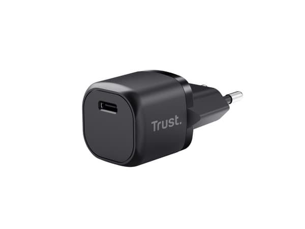 Trust Maxo - Virtalähde - erittäin pieni - 20 Watt - 3 A - Power Delivery 3.0 + PPS (24-nastainen USB-C) - kaapelissa: USB-C - musta