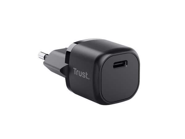 Trust Maxo - Virtalähde - erittäin pieni - 20 Watt - 3 A - Power Delivery 3.0 + PPS (24-nastainen USB-C) - kaapelissa: USB-C - musta