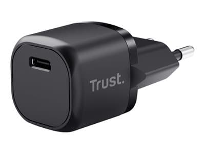 Trust Maxo - Virtalähde - erittäin pieni - 20 Watt - 3 A - Power Delivery 3.0 + PPS (24-nastainen USB-C) - kaapelissa: USB-C - musta musta