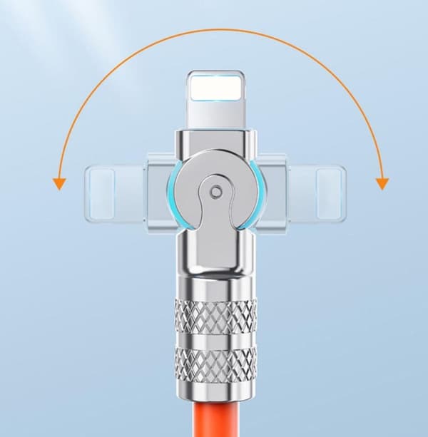 180° Roterende Hurtigladekabel - Lightning, USB TYPE-C