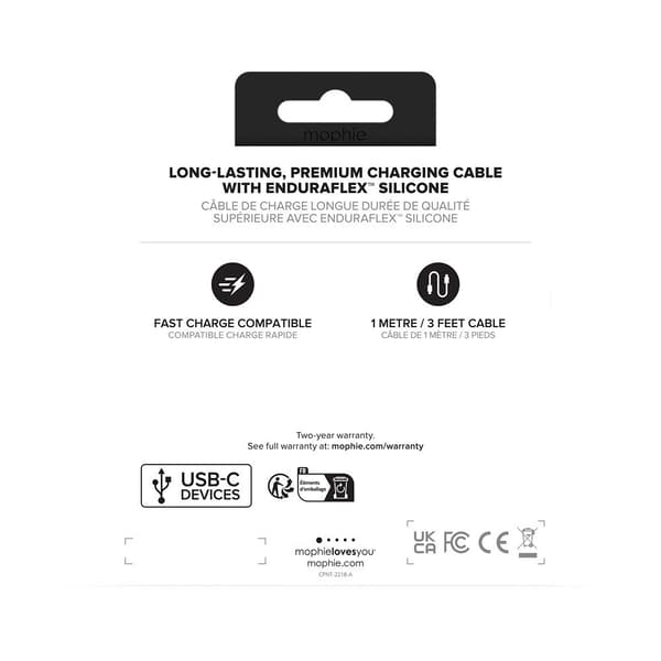 Mophie Kaapeli Chargestream USB-C to USB-C 1 m Valkoinen
