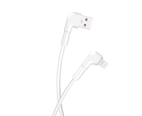 Maxlife MXUC-09 Vinklad kabel USB - Lightning 1,0 m 2,4A, Vit