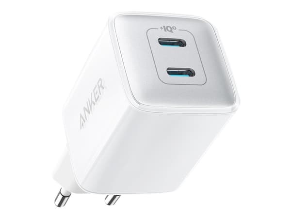 Anker PowerPort III - Strømadapter - 40 watt - 3 A - IQ 3.0 - 2 utgangskontakter (2 x USB-C) - hvit