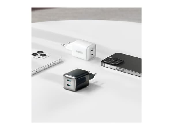 Anker PowerPort III - Strømadapter - 40 watt - 3 A - IQ 3.0 - 2 utgangskontakter (2 x USB-C) - hvit