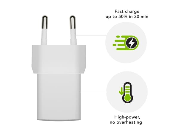 dbramante1928 re-charge - Strømadapter - 20 watt - PD (24 pin USB-C) - hvit - Europa