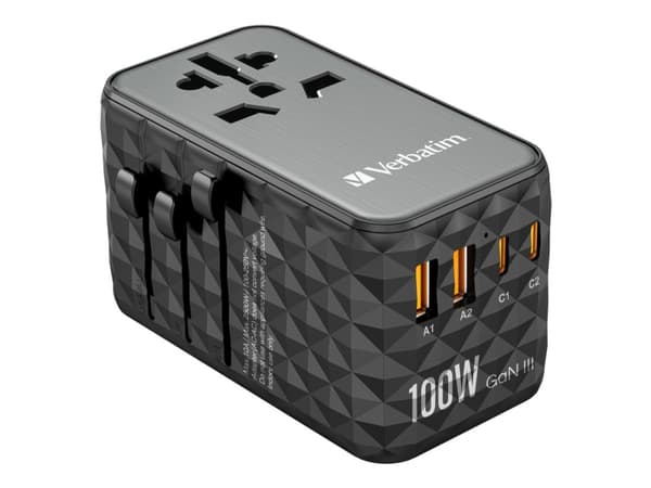 Verbatim UTA-06 - Strømadapter - GaN III, universal - 100 watt - 5 A - PD 3.0, QC 4.0+, QC 3.0, Fast Charge, Super Charge, Apple Fast Charge, PD/PPS,