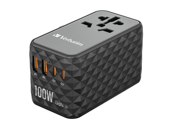 Verbatim UTA-06 - Strømadapter - GaN III, universal - 100 watt - 5 A - PD 3.0, QC 4.0+, QC 3.0, Fast Charge, Super Charge, Apple Fast Charge, PD/PPS,