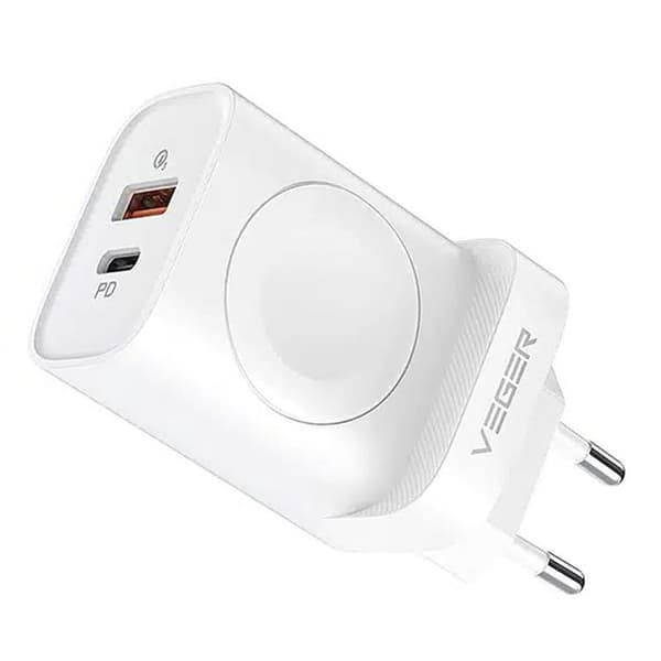 Verger Väggladdare Adaptrar USB-A-USB-C - Vit