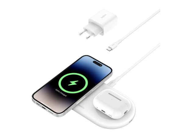 Belkin BoostCharge Pro 2-in-1 - Trådløs ladepute - magnetisk + AC-strømadapter - 15 watt - hvit