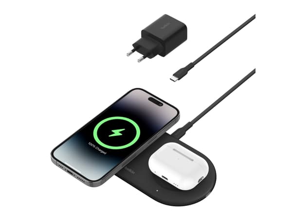 Belkin BoostCharge Pro 2-in-1 - Trådløs ladepute - magnetisk + AC-strømadapter - 15 watt - svart
