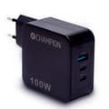 Miniatyrbild 1 av 2: Champion Väggladdare 100W USB-A/USB-C - Svart