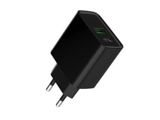 Gembird - Strømadapter - 20 watt - 3.4 A - QC 3.0, PD - 2 utgangskontakter (USB, 24 pin USB-C) - svart