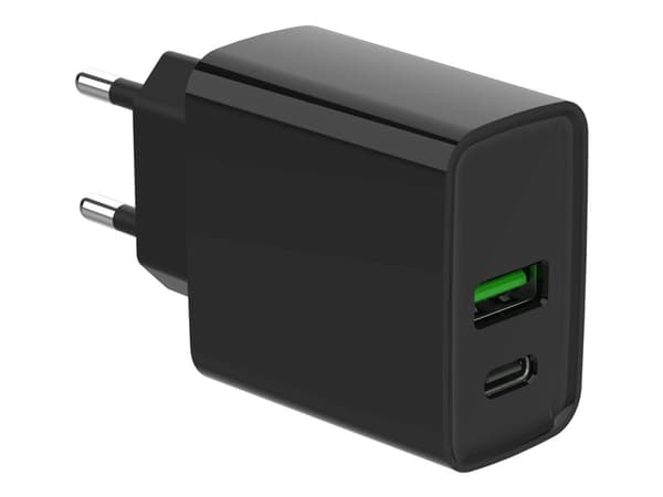 Gembird - Strømadapter - 20 watt - 3.4 A - QC 3.0, PD - 2 utgangskontakter (USB, 24 pin USB-C) - svart