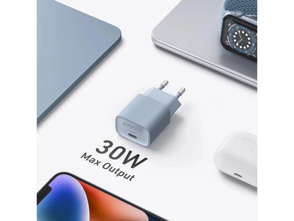 Anker Nano - Strømadapter - 30 watt - 3 A - IQ 3.0 (24 pin USB-C) - steinsvart