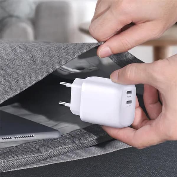 SiGN Dual USB-C PD Väggladdare 40W - Vit