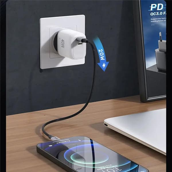SiGN Dual USB-C PD Väggladdare 40W - Vit