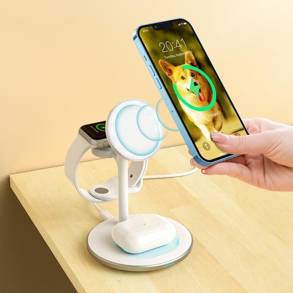 Choetech 3-in-1 Trådlös laddare iPhone, Apple Watch, AirPods Magnetic Qi