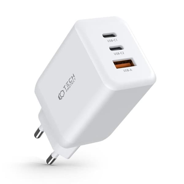 Tech-Protect 3-Port Väggladdare 30W - Vit