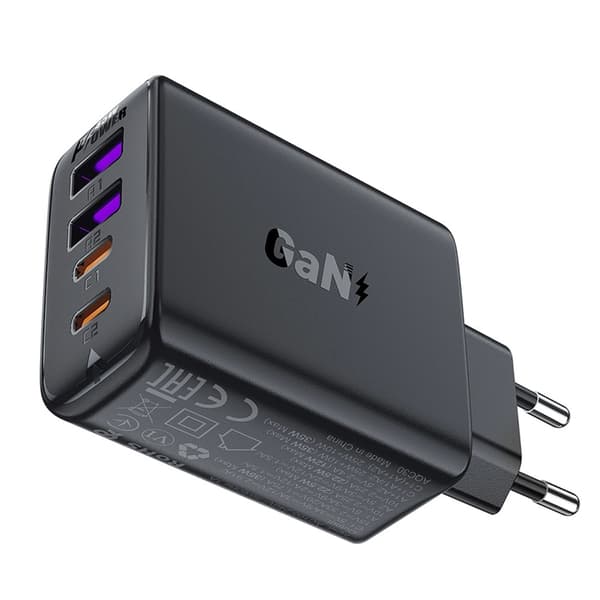 Acefast A61 PD 45W GaN Väggladdare 2 x USB-A + 2 x USB-C - Svart