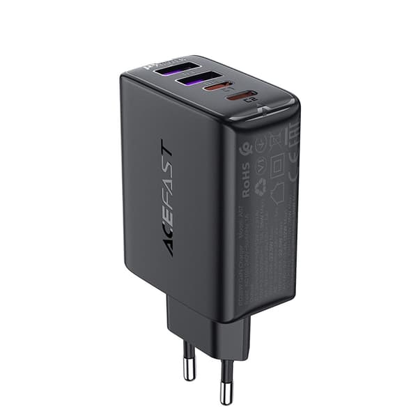 Acefast A61 PD 45W GaN Väggladdare 2 x USB-A + 2 x USB-C - Svart