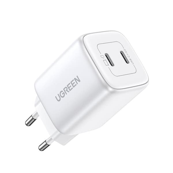 Ugreen GaN Väggladdare 2 x USB-C 45W PD - Vit