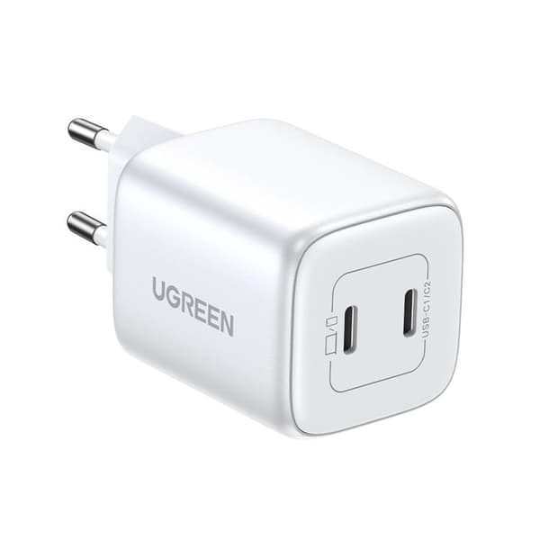 Ugreen GaN Väggladdare 2 x USB-C 45W PD - Vit Vit