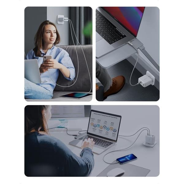 Ugreen GaN Väggladdare USB Till 3xUSB-C 100W - Vit