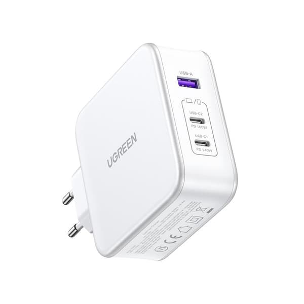 Ugreen Väggladdare 2x USB-C/USB-A 140W USB-C Kabel 1.5m - Vit