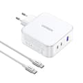Miniatyrbild 2 av 4: Ugreen Väggladdare 2x USB-C/USB-A 140W USB-C Kabel 1.5m - Vit